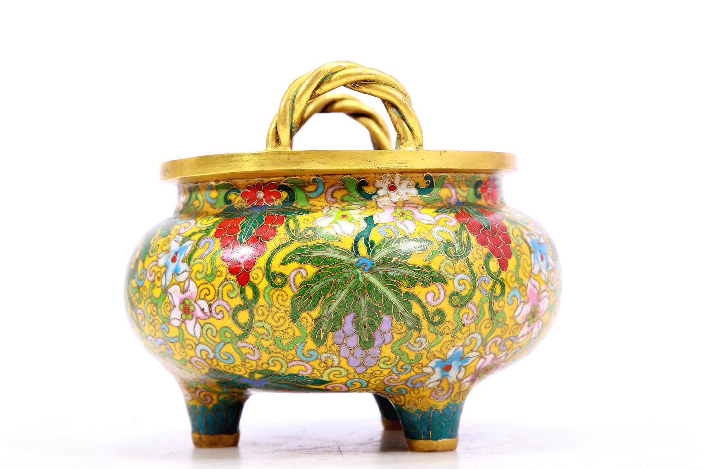 A Superb Cloisonne 'Grape' Tripod Censer