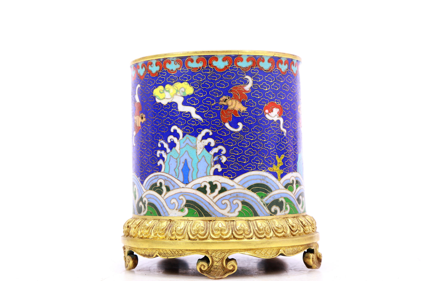 An Excellent Cloisonne 'Bat& Auspicious Cloud' Brush Pot