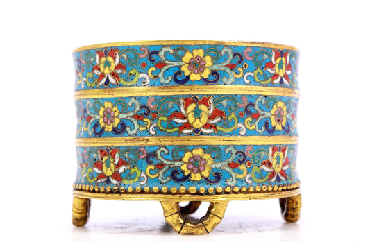 A cloisonne lotus pattern censer