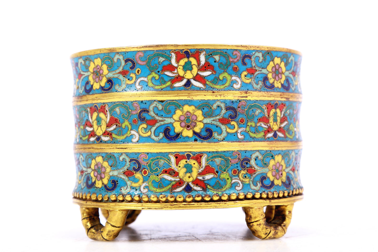 A cloisonne lotus pattern censer