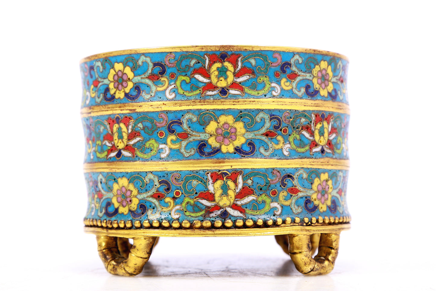 A cloisonne lotus pattern censer