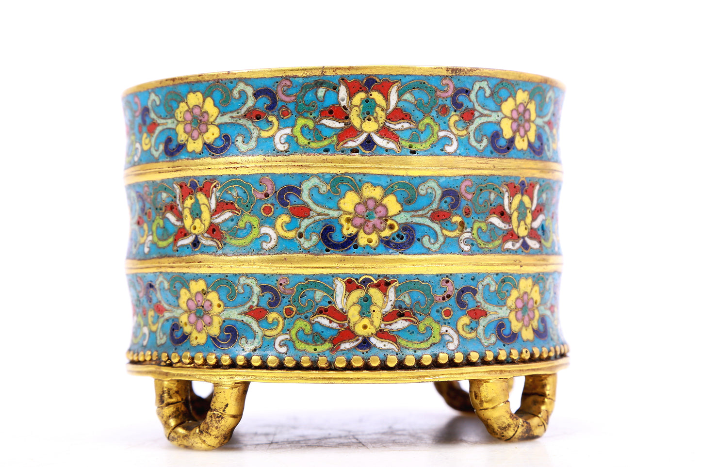 A cloisonne lotus pattern censer