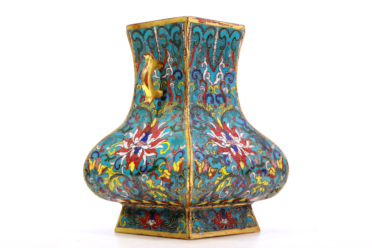 A Gorgeous Pair Of Cloisonne 'Scrolling Lotus' Vases