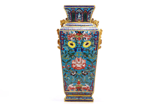 Wonderful Cloisonne 'Dragon' Lion-Handled Vase