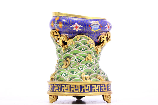 An Exquisite Cloisonne 'Weapons Of The Eight Immortals' Conch-Form Water Pot