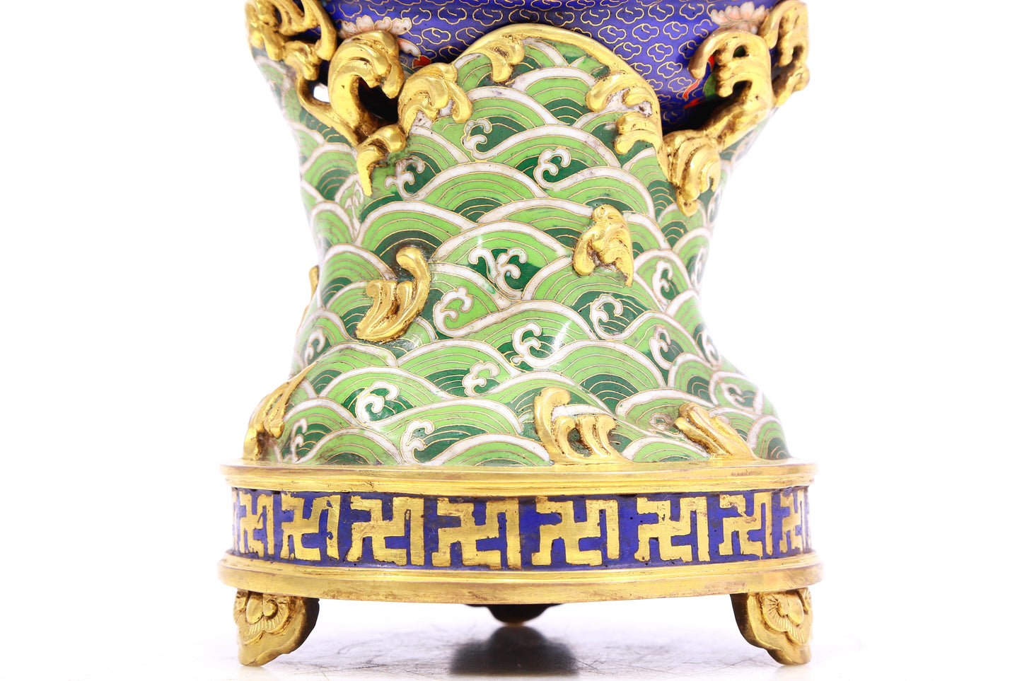 An Exquisite Cloisonne 'Weapons Of The Eight Immortals' Conch-Form Water Pot