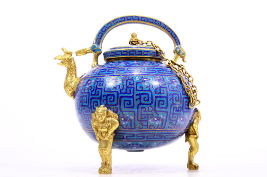 A Superb Cloisonne 'Dragon' Tripod Ewer With A Phoenix Spout