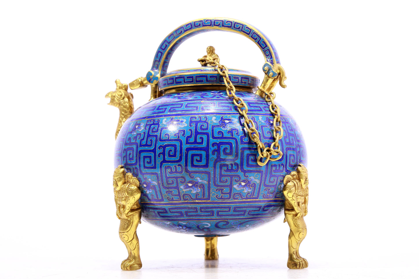 A Superb Cloisonne 'Dragon' Tripod Ewer With A Phoenix Spout