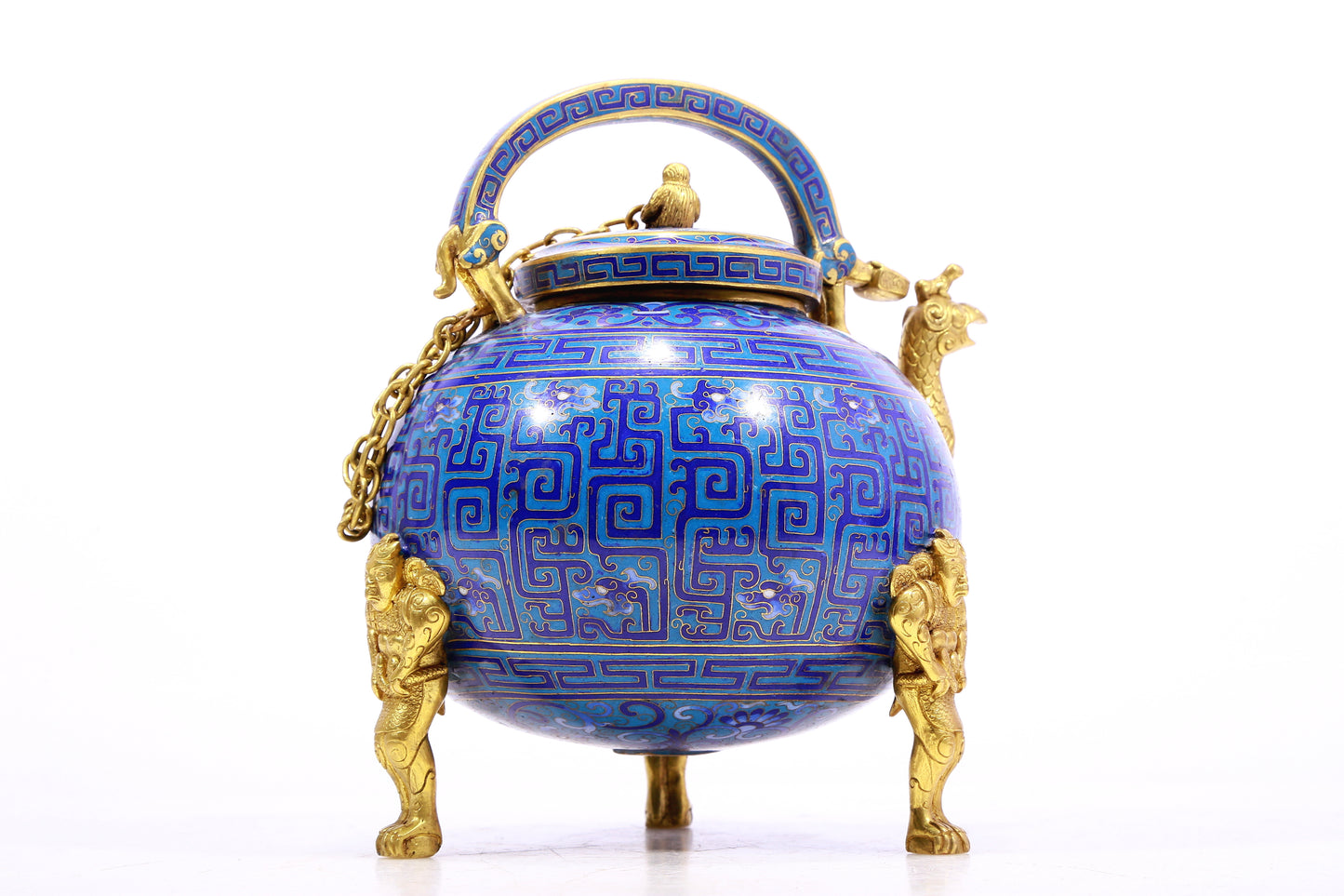 A Superb Cloisonne 'Dragon' Tripod Ewer With A Phoenix Spout