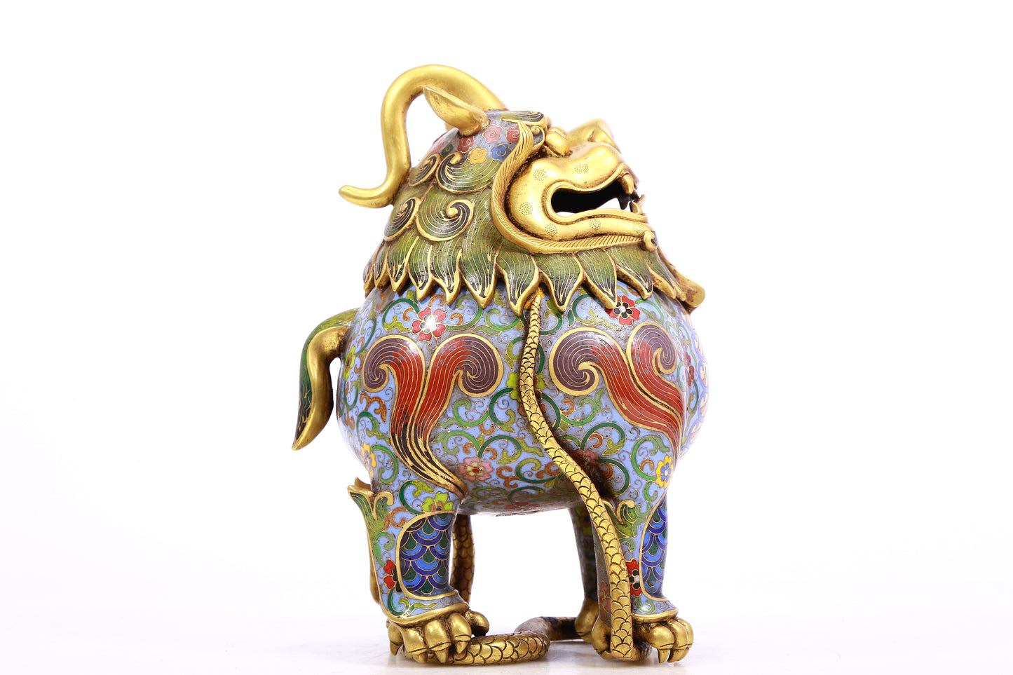 An Exquisite Cloisonne Unicorn-Form Censer