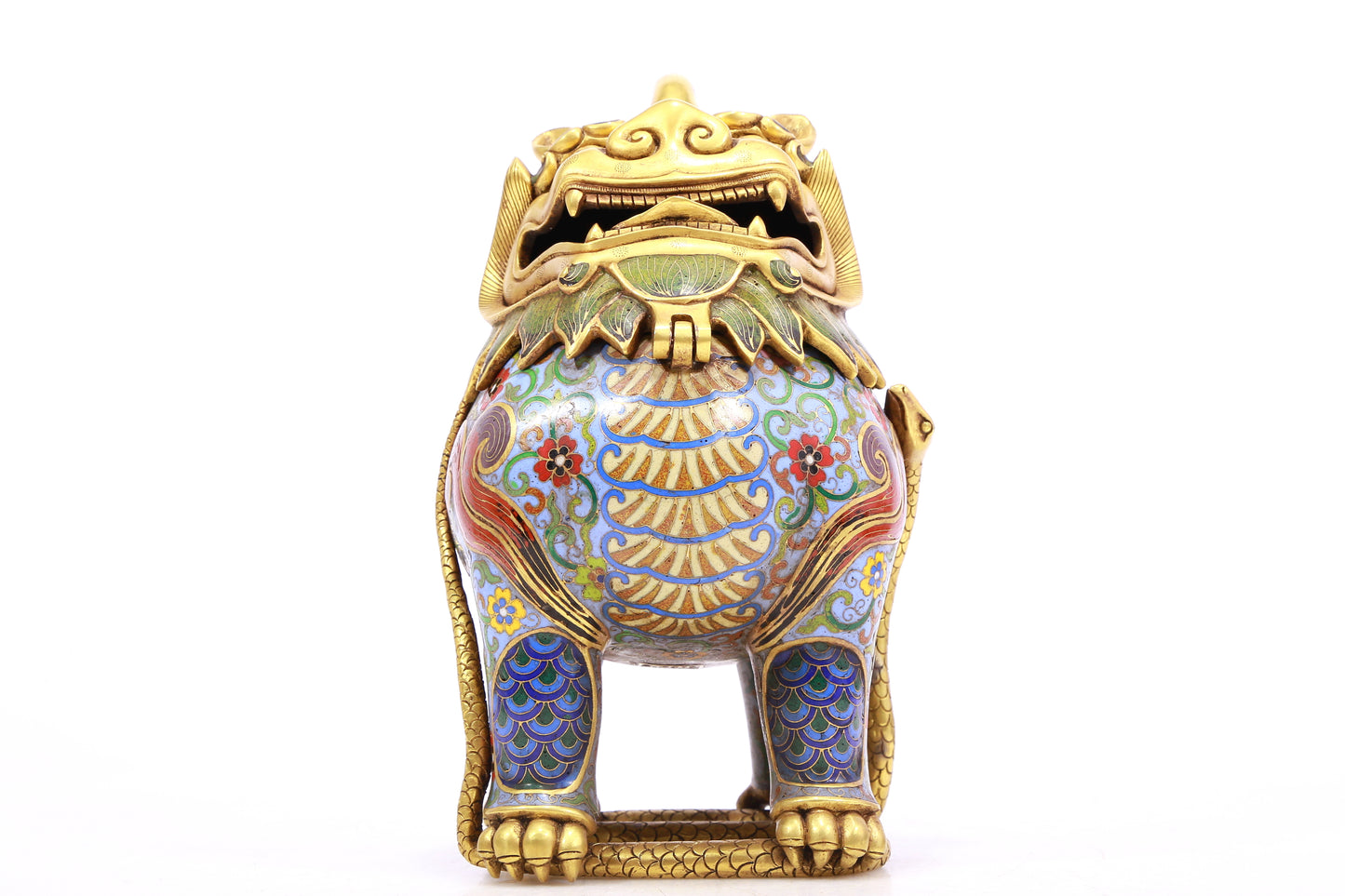 An Exquisite Cloisonne Unicorn-Form Censer