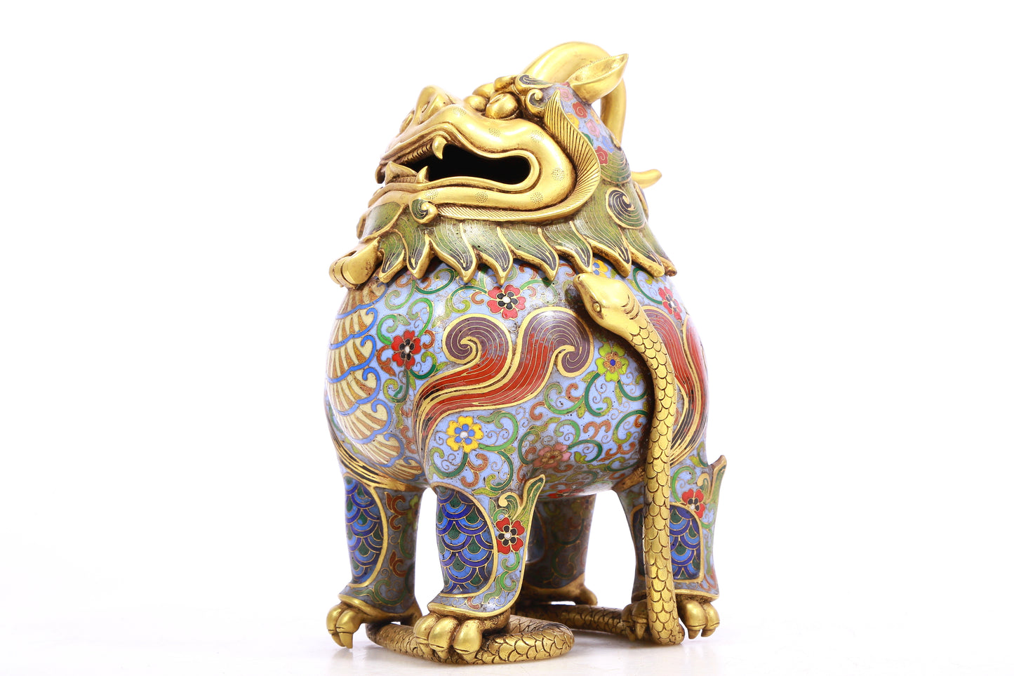 An Exquisite Cloisonne Unicorn-Form Censer