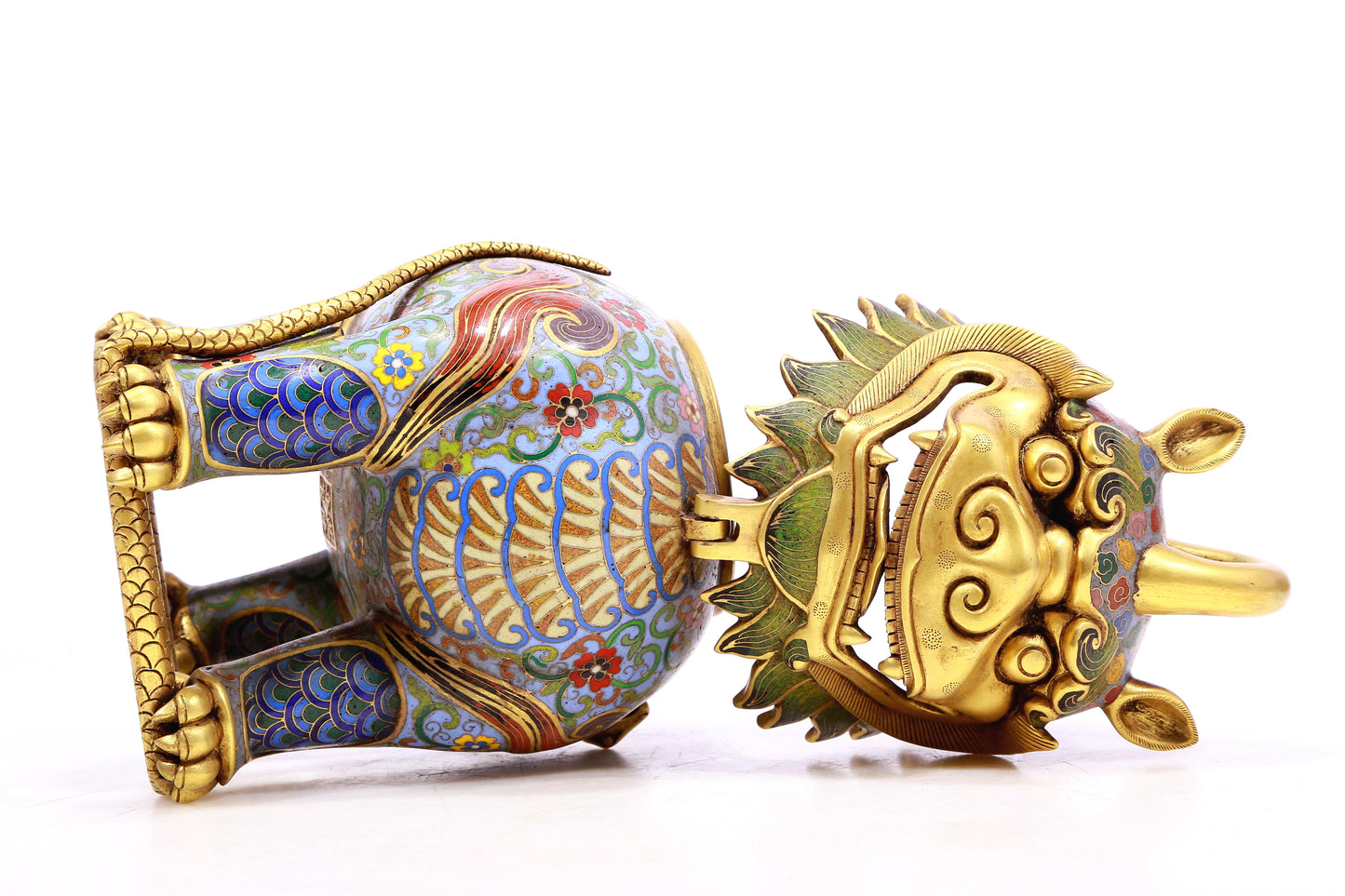 An Exquisite Cloisonne Unicorn-Form Censer