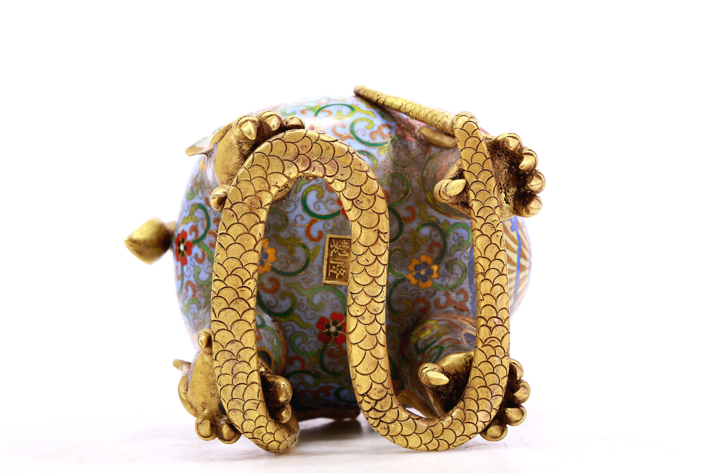 An Exquisite Cloisonne Unicorn-Form Censer