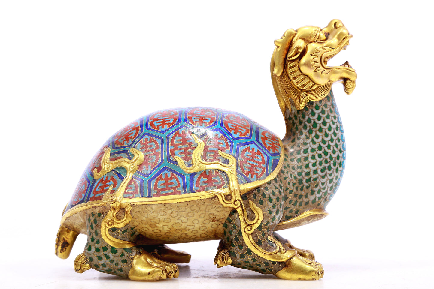 An Exquisite Cloisonne Mythical Tortoise