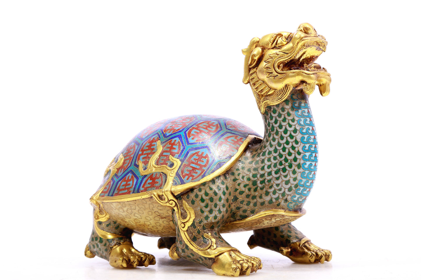 An Exquisite Cloisonne Mythical Tortoise