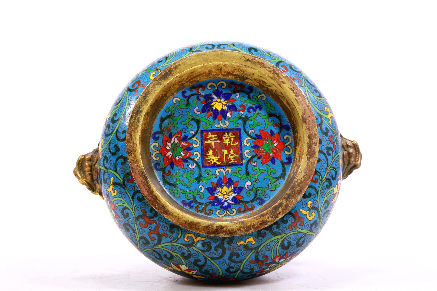 A Gorgeous Cloisonne 'Scrolling Lotus' Lion-Handled Censer