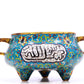 A Superb Cloisonne 'Scrolling Lotus& Arabic' Tripod Censer