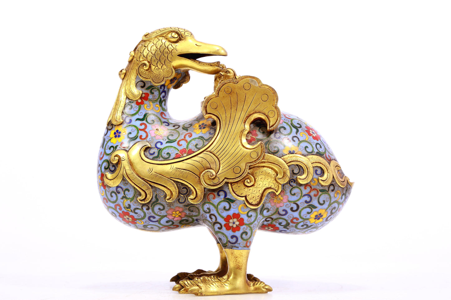 A Gorgeous Cloisonne Duck-Form Censer