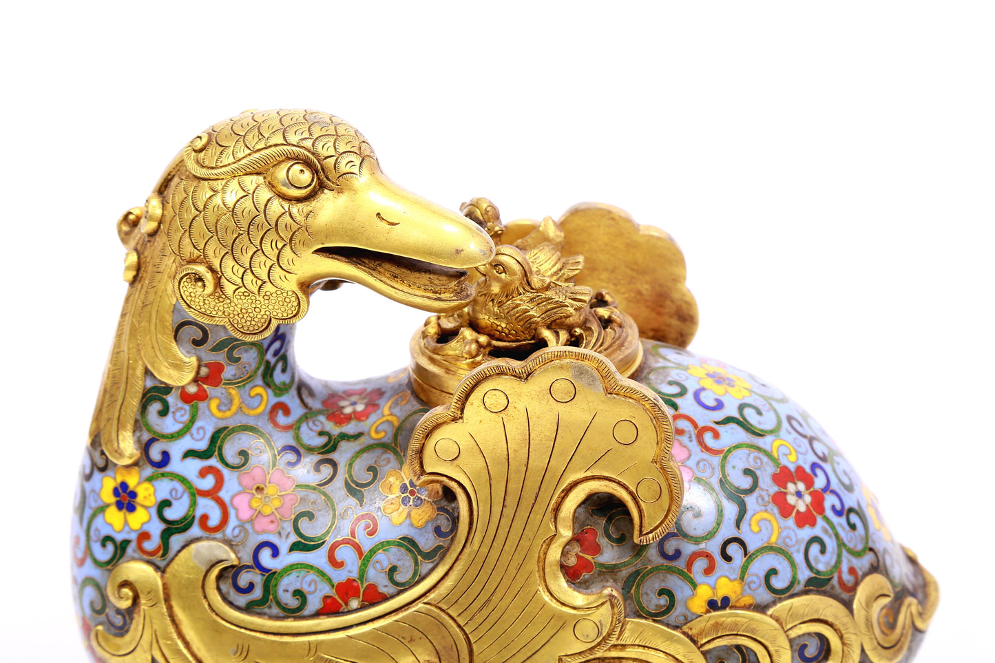 A Gorgeous Cloisonne Duck-Form Censer