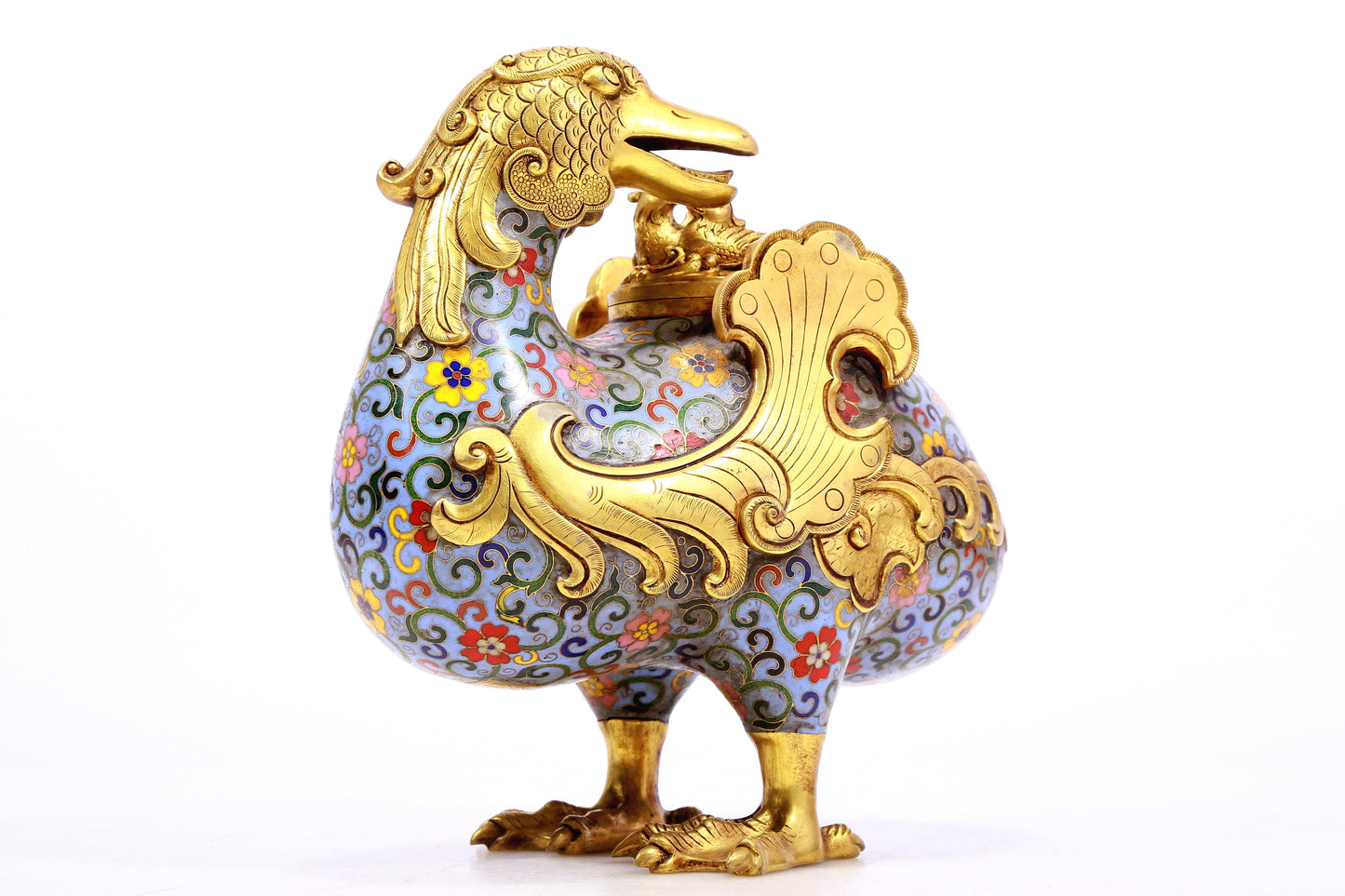 A Gorgeous Cloisonne Duck-Form Censer