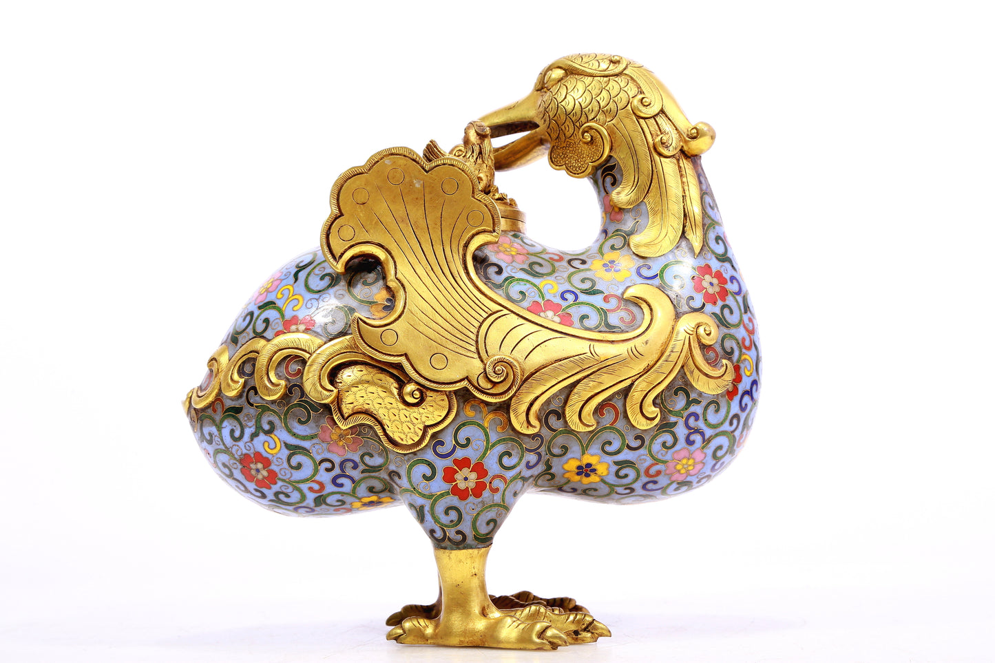 A Gorgeous Cloisonne Duck-Form Censer