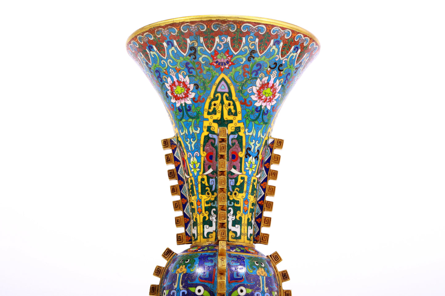 A Precious Cloisonne 'Scrolling Lotus& Animal Mask' Vase