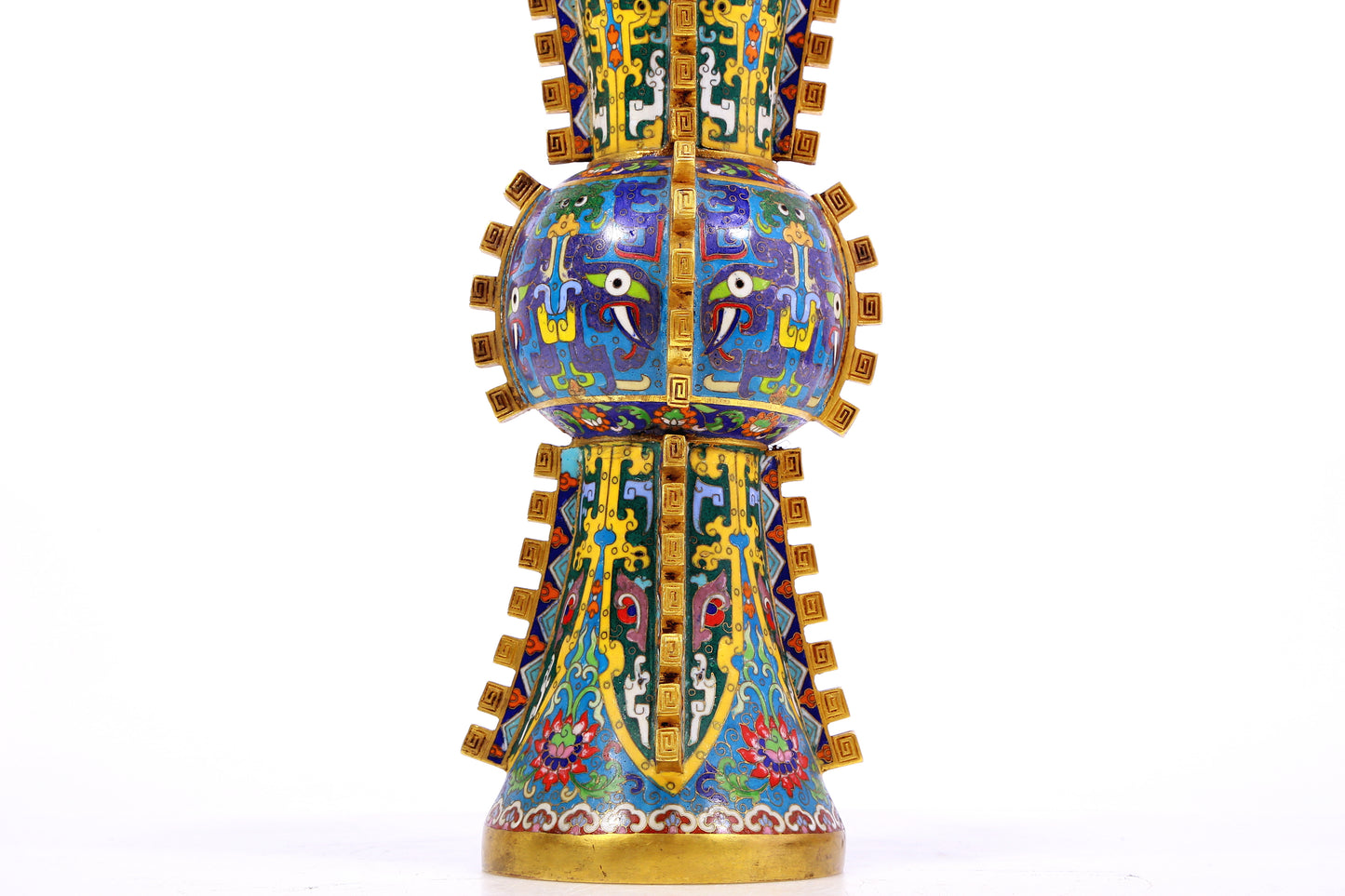 A Precious Cloisonne 'Scrolling Lotus& Animal Mask' Vase