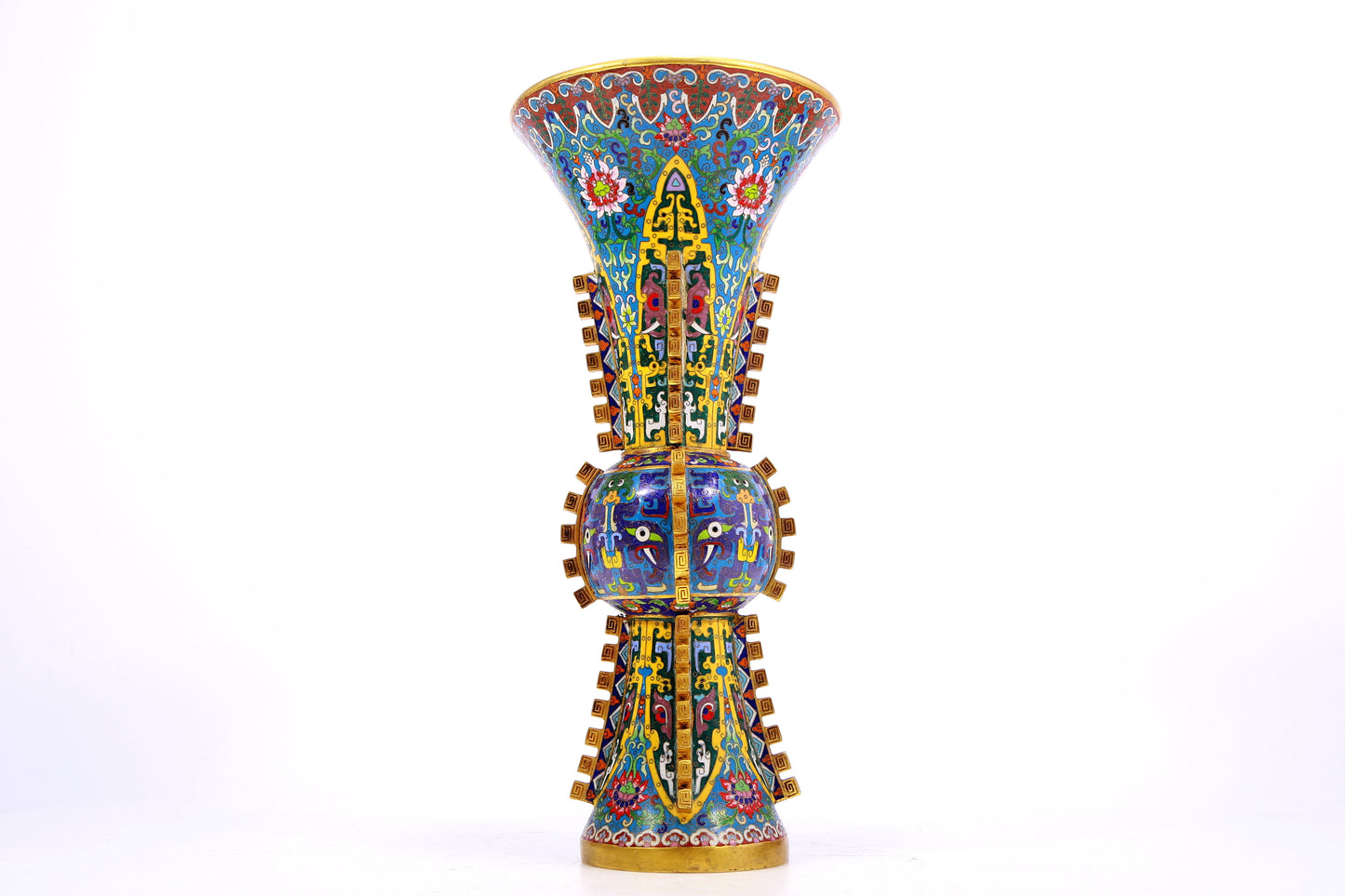 A Precious Cloisonne 'Scrolling Lotus& Animal Mask' Vase