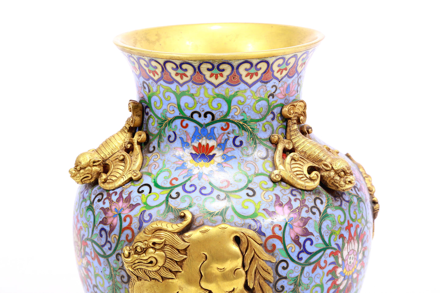 A Precious Cloisonne 'Scrolling Lotus& Auspicious Beast' Vase