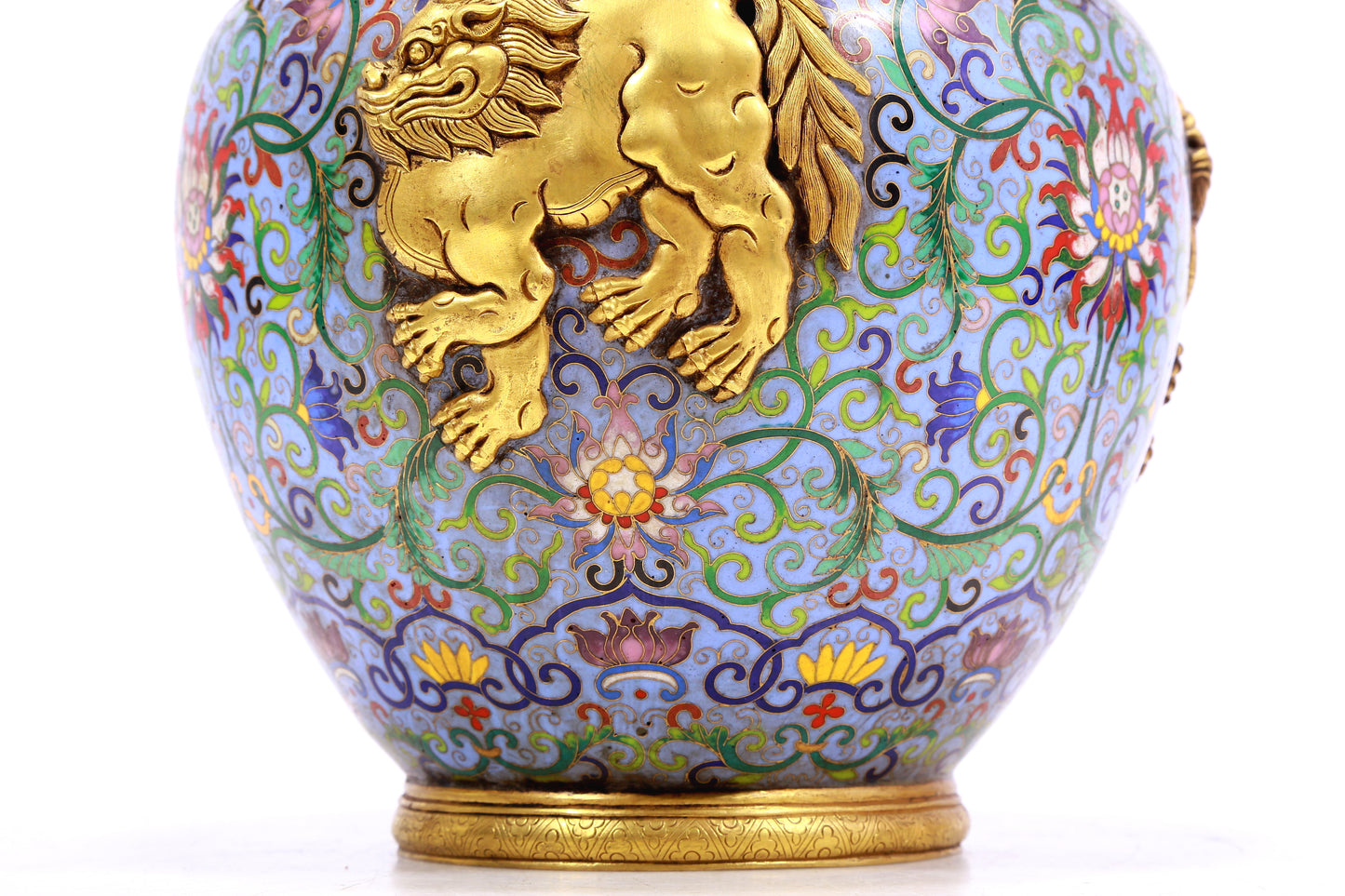 A Precious Cloisonne 'Scrolling Lotus& Auspicious Beast' Vase