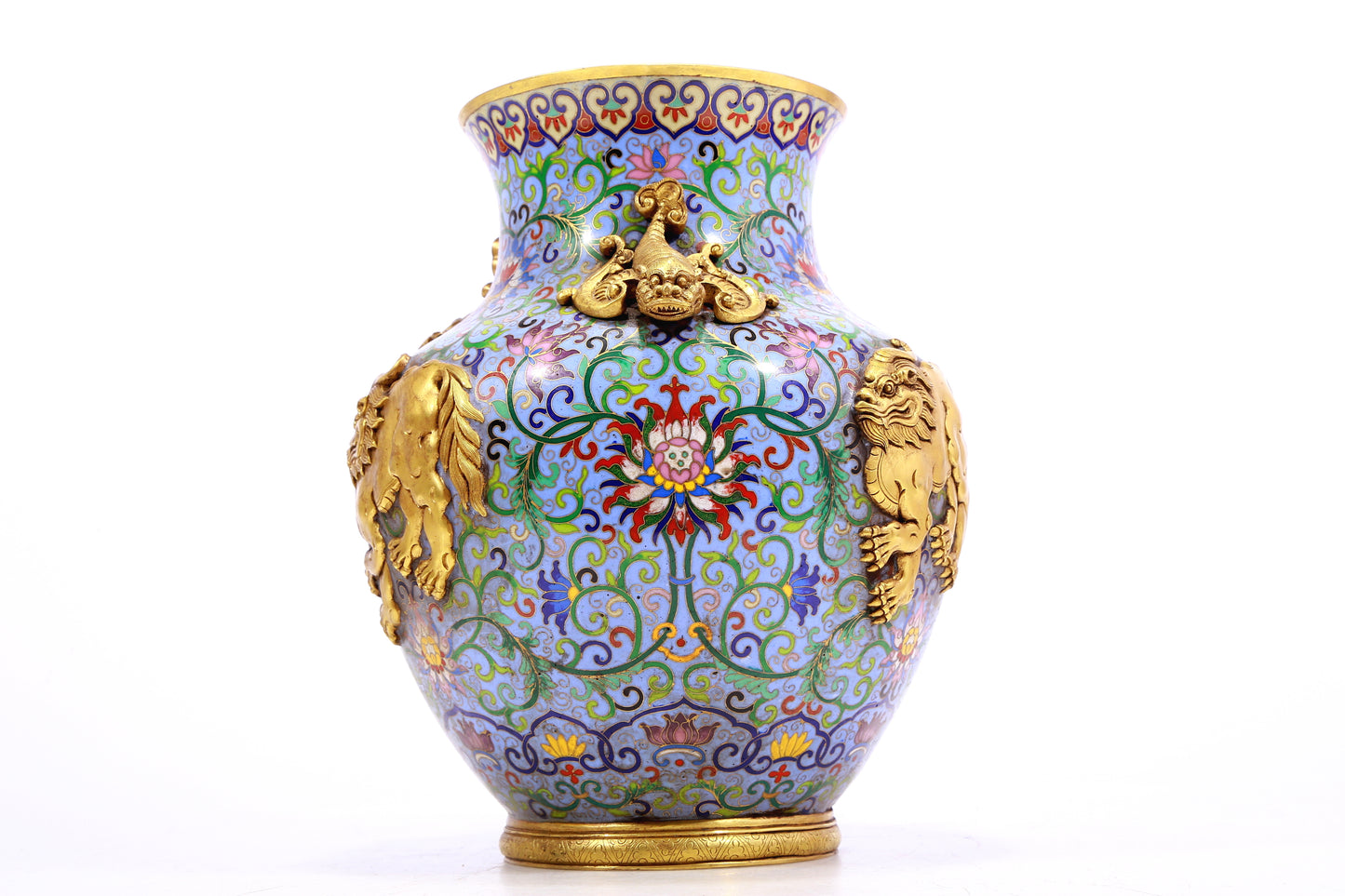 A Precious Cloisonne 'Scrolling Lotus& Auspicious Beast' Vase