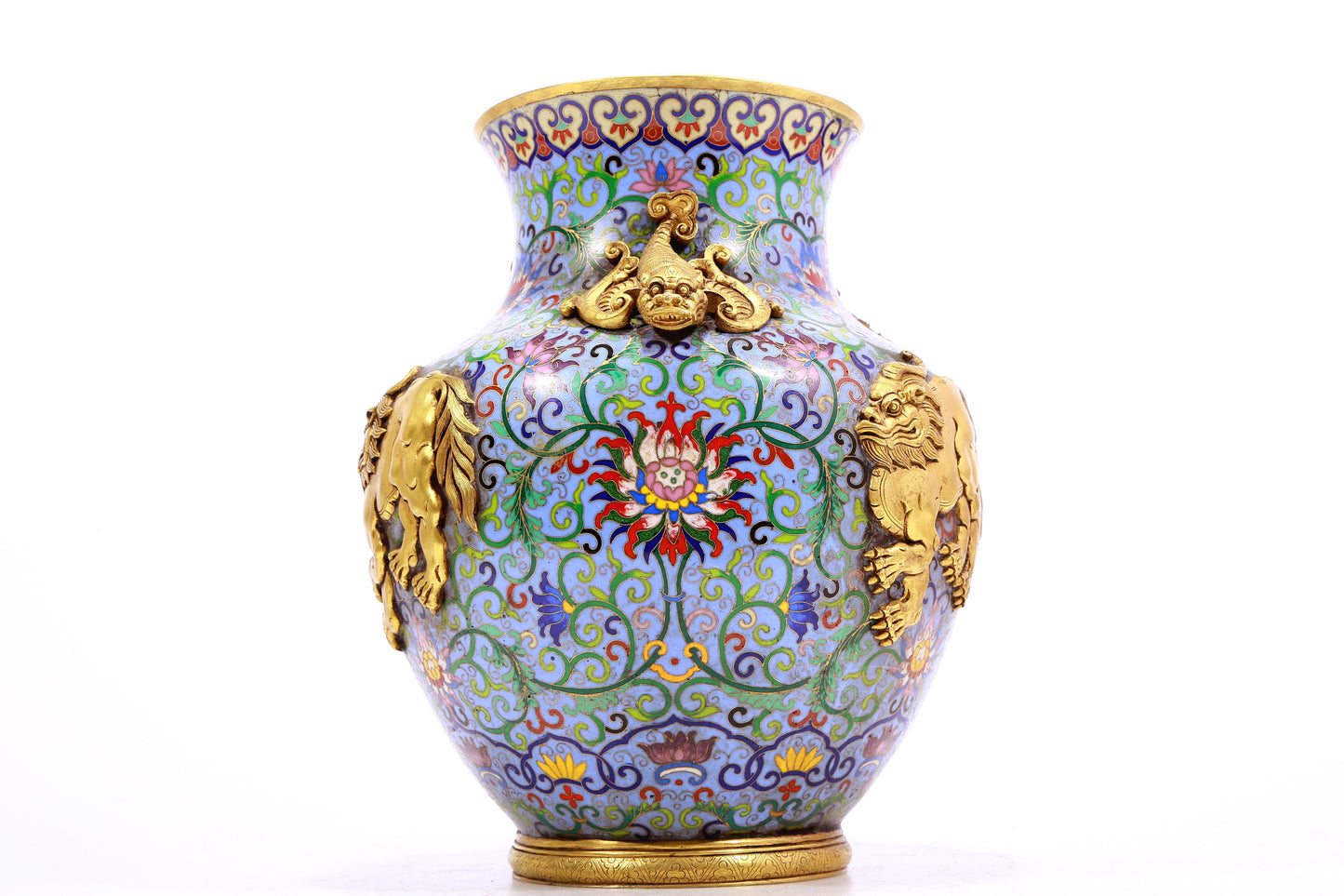 A Precious Cloisonne 'Scrolling Lotus& Auspicious Beast' Vase