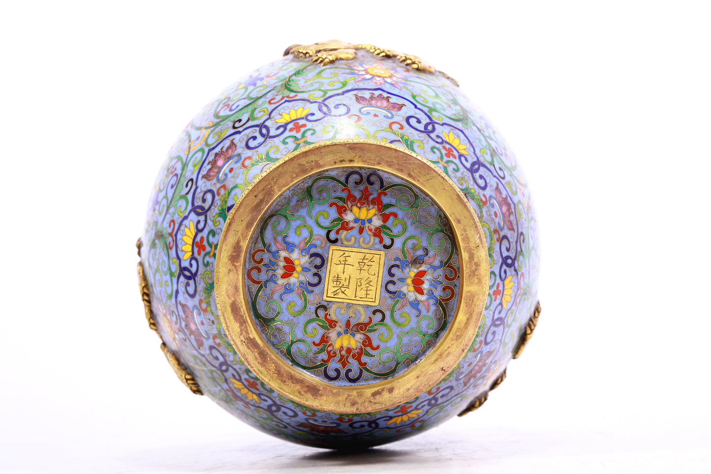 A Precious Cloisonne 'Scrolling Lotus& Auspicious Beast' Vase