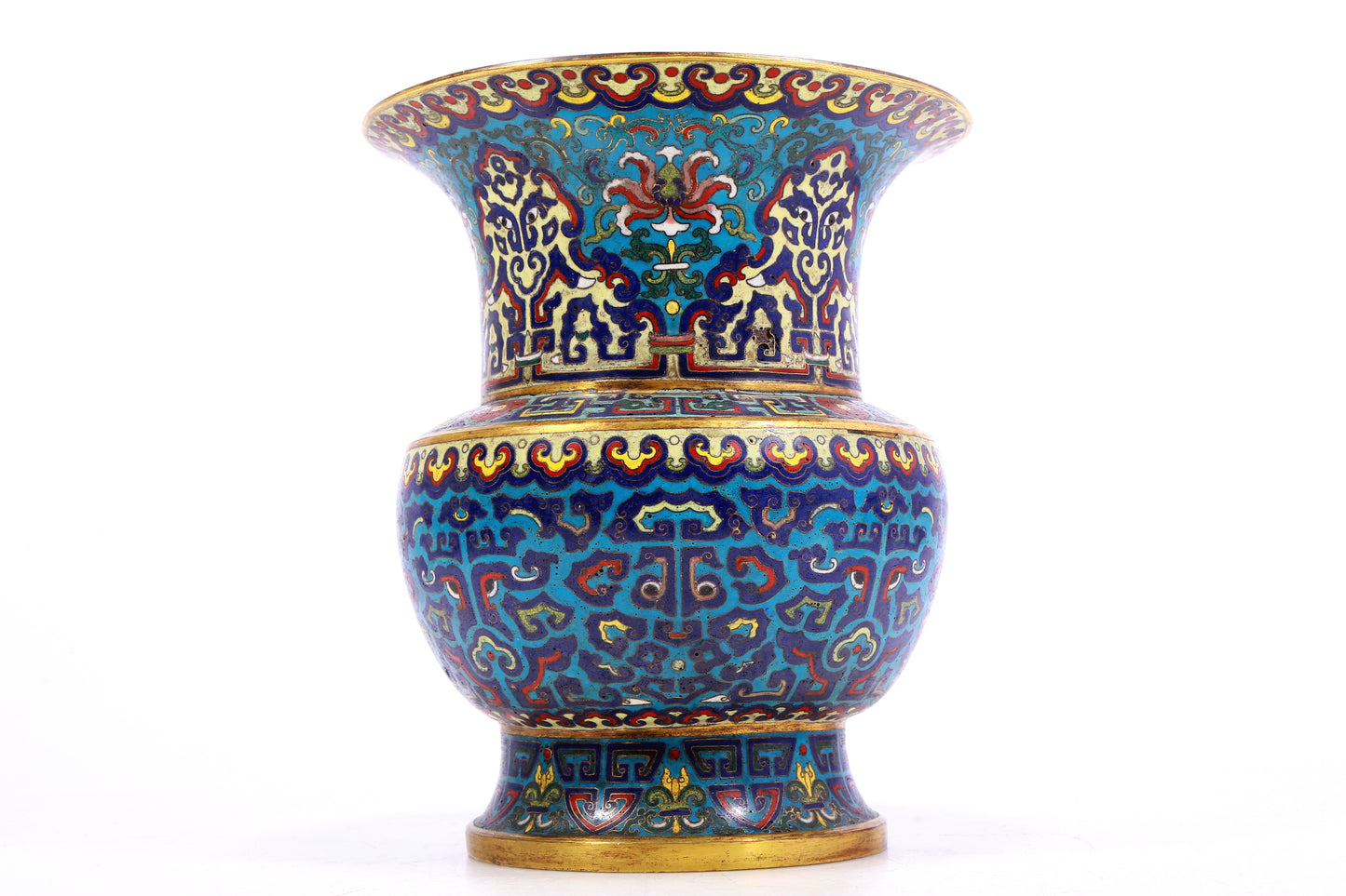 A cloisonné vase with 'Twinkle lotus and animal face' pattern