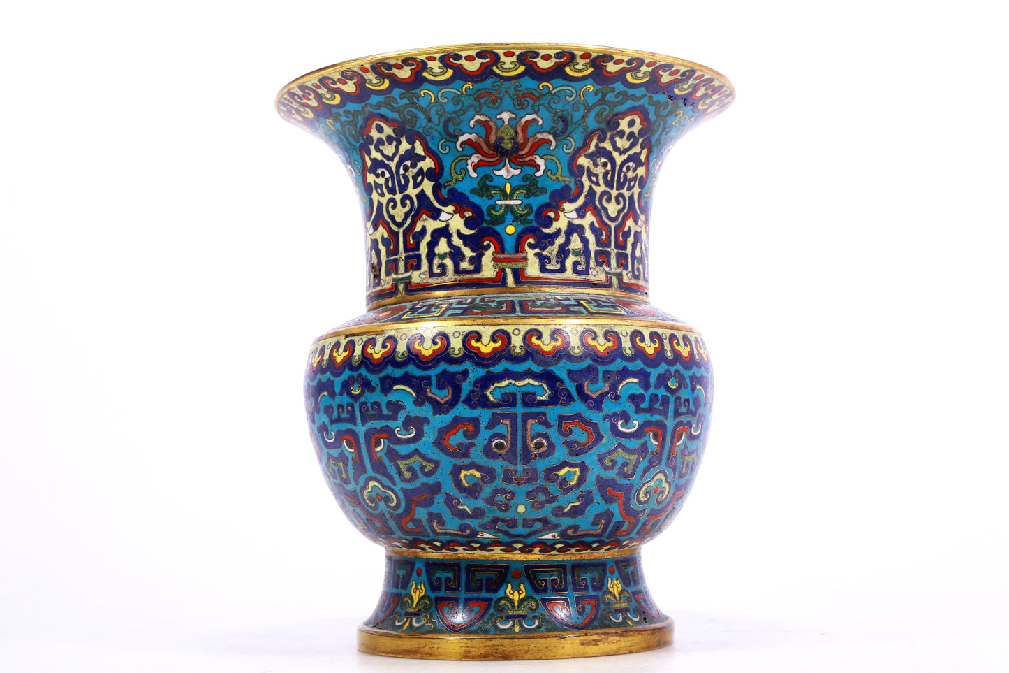 A cloisonné vase with 'Twinkle lotus and animal face' pattern