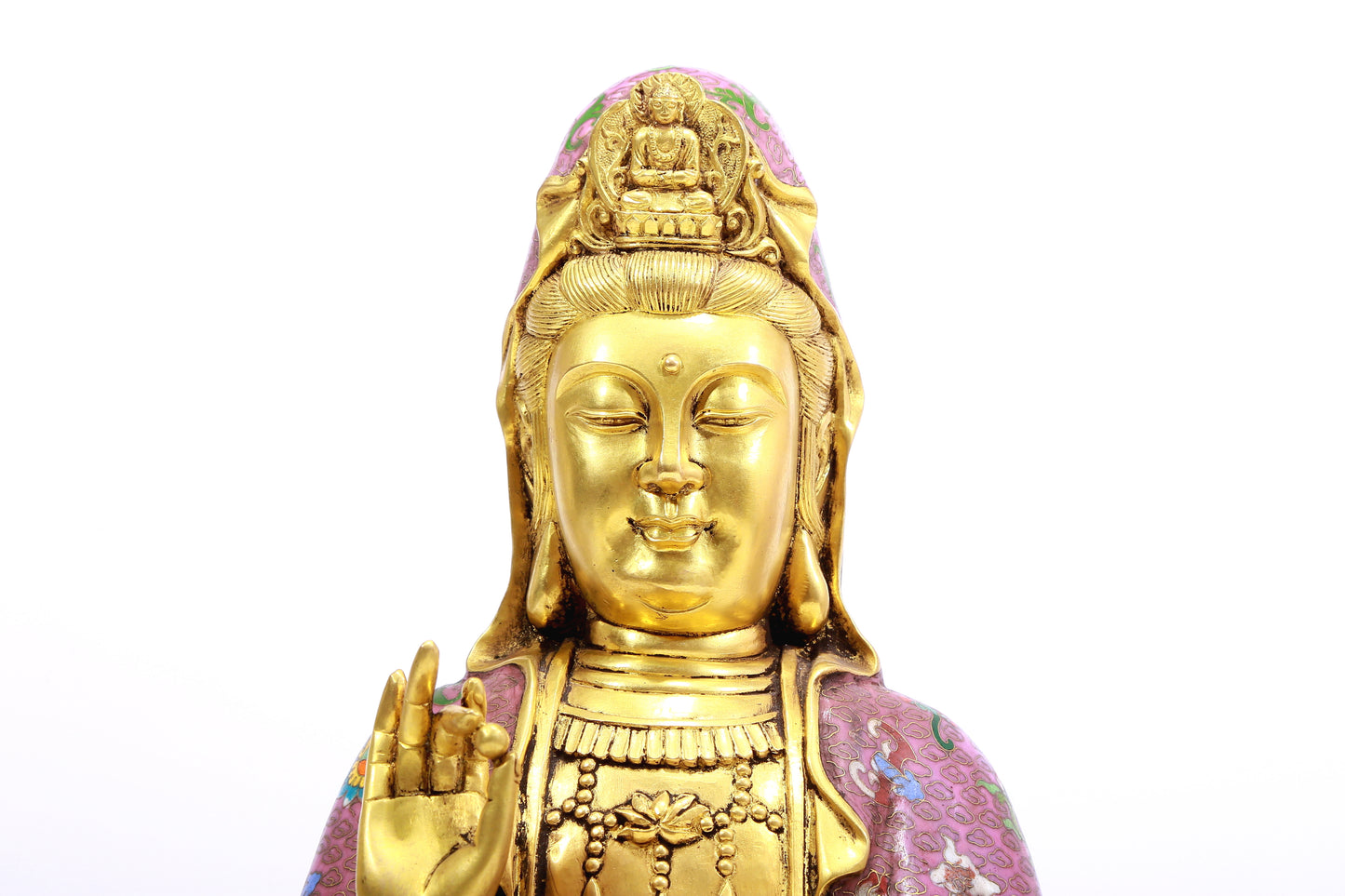 A cloisonné statue of Guanyin