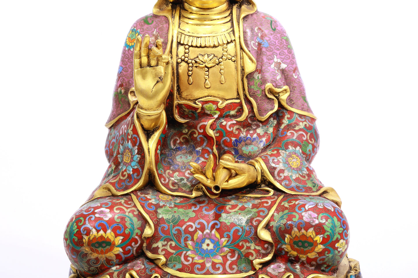 A cloisonné statue of Guanyin