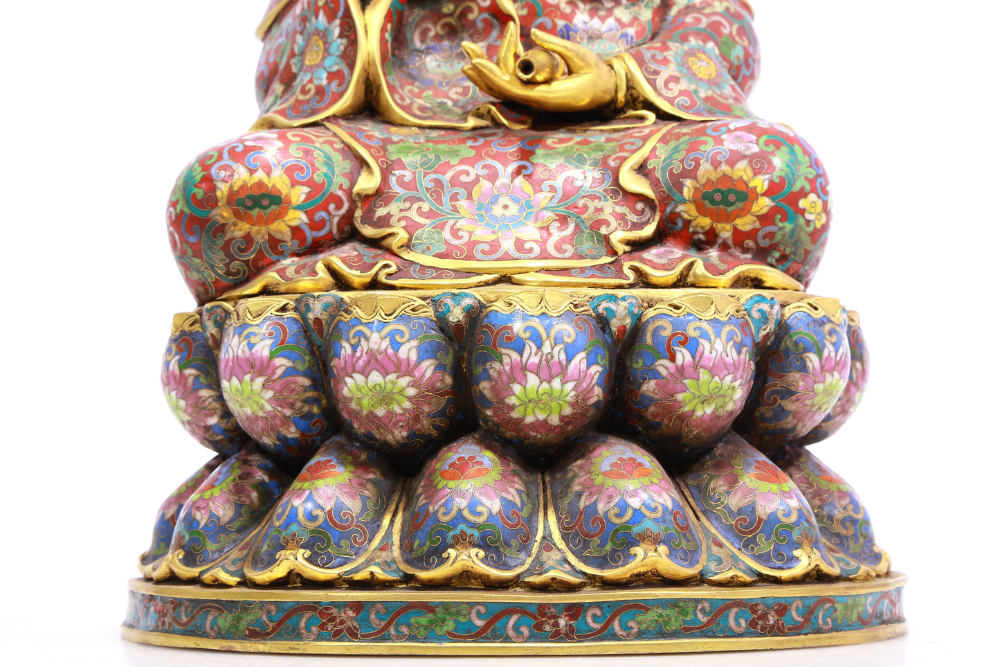 A cloisonné statue of Guanyin