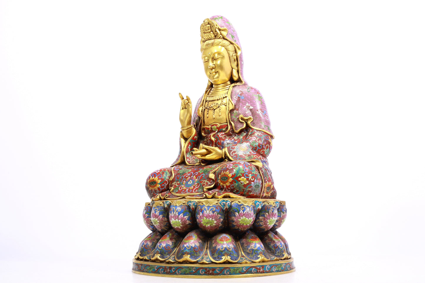 A cloisonné statue of Guanyin