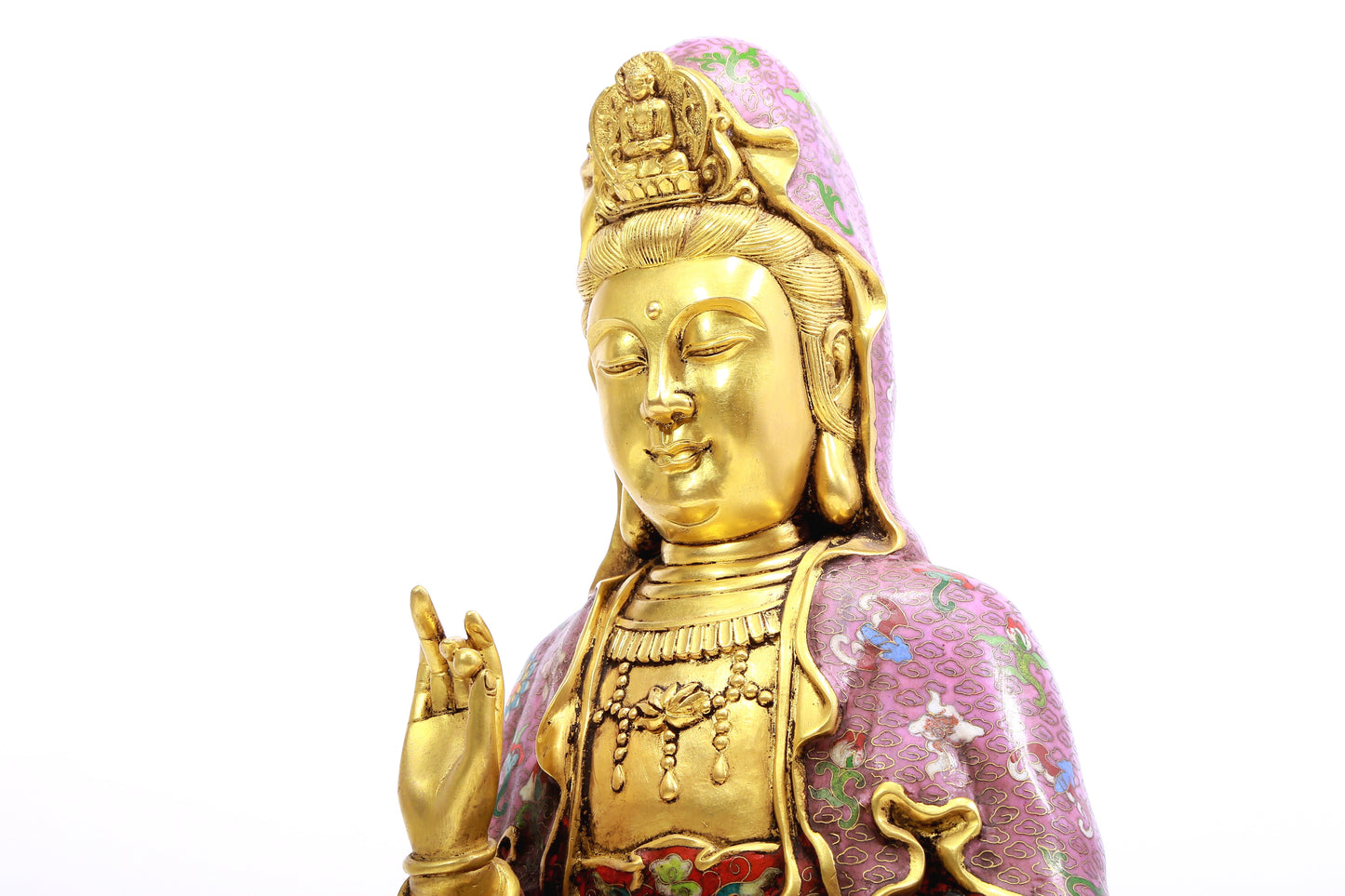 A cloisonné statue of Guanyin