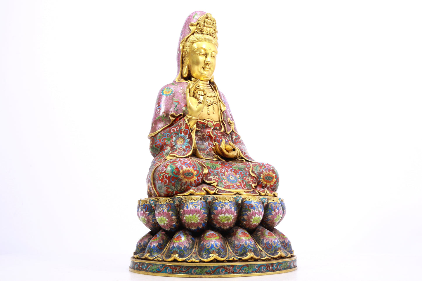 A cloisonné statue of Guanyin