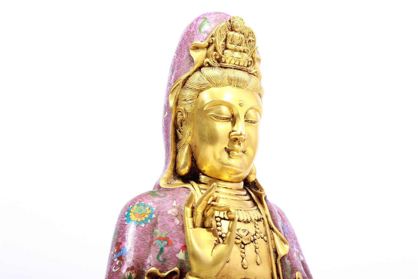 A cloisonné statue of Guanyin