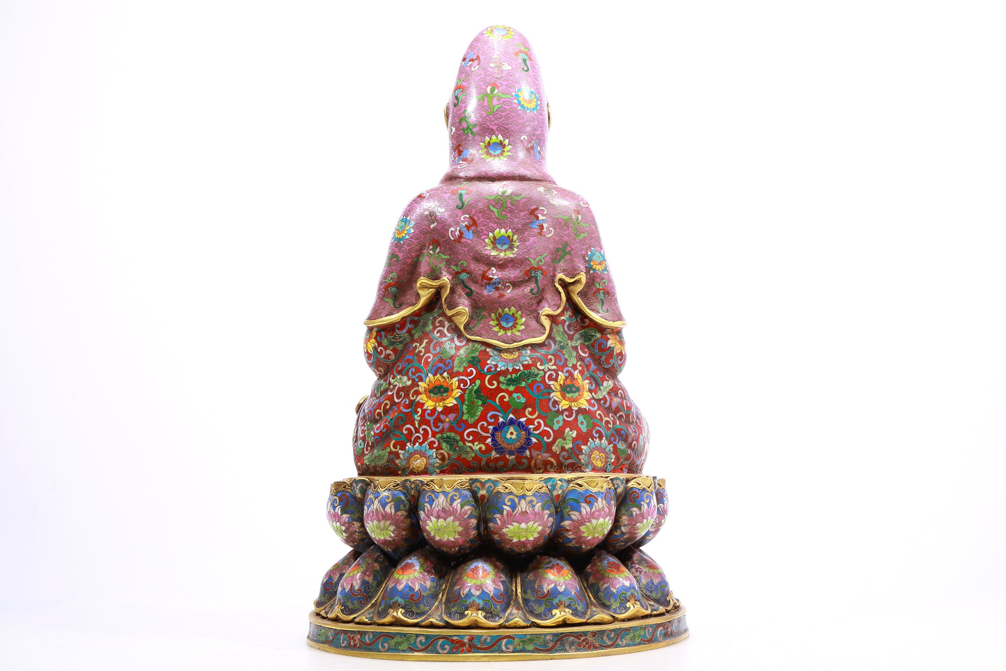 A cloisonné statue of Guanyin