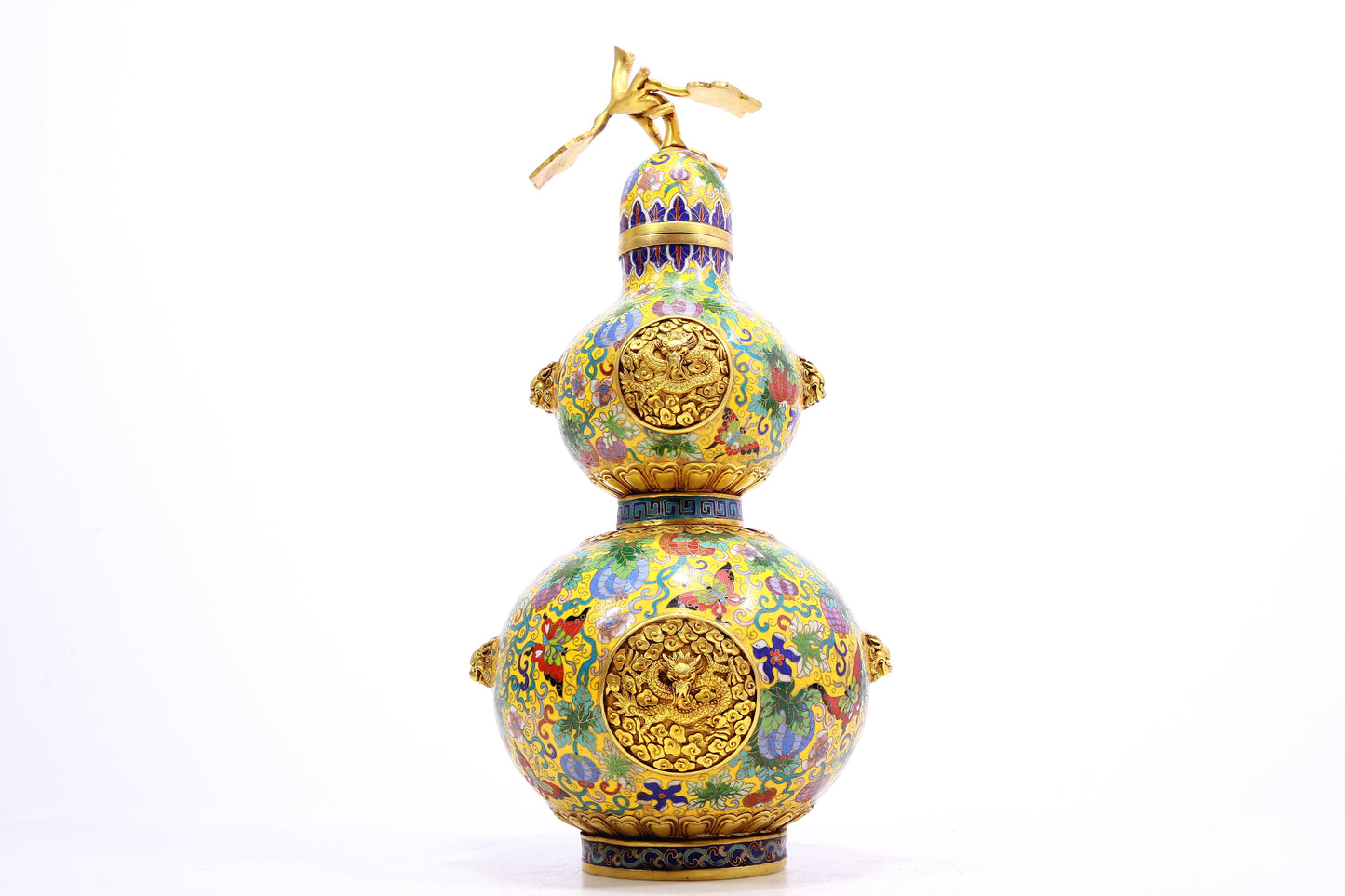 A Fabulous Cloisonne 'Dragon' Gourd-Form Vase