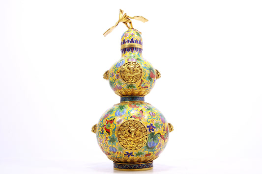 A Fabulous Cloisonne 'Dragon' Gourd-Form Vase