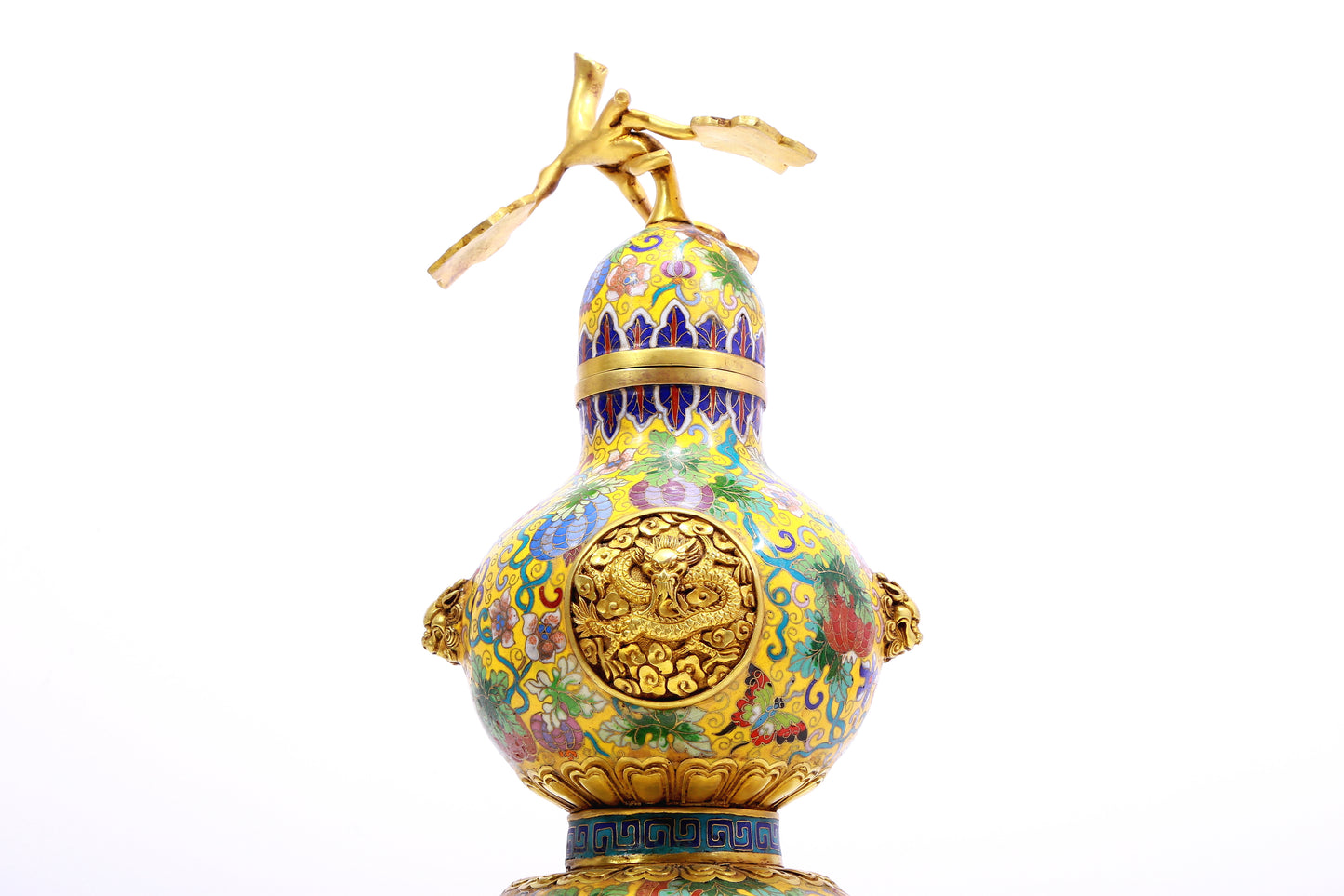 A Fabulous Cloisonne 'Dragon' Gourd-Form Vase