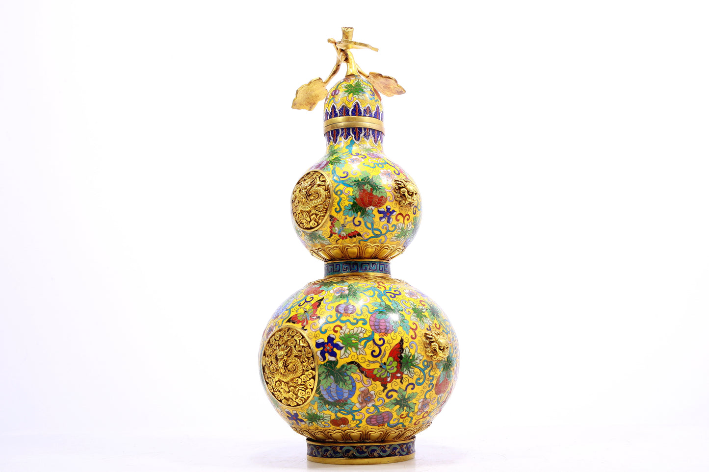 A Fabulous Cloisonne 'Dragon' Gourd-Form Vase