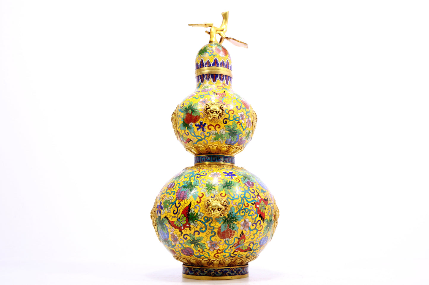 A Fabulous Cloisonne 'Dragon' Gourd-Form Vase