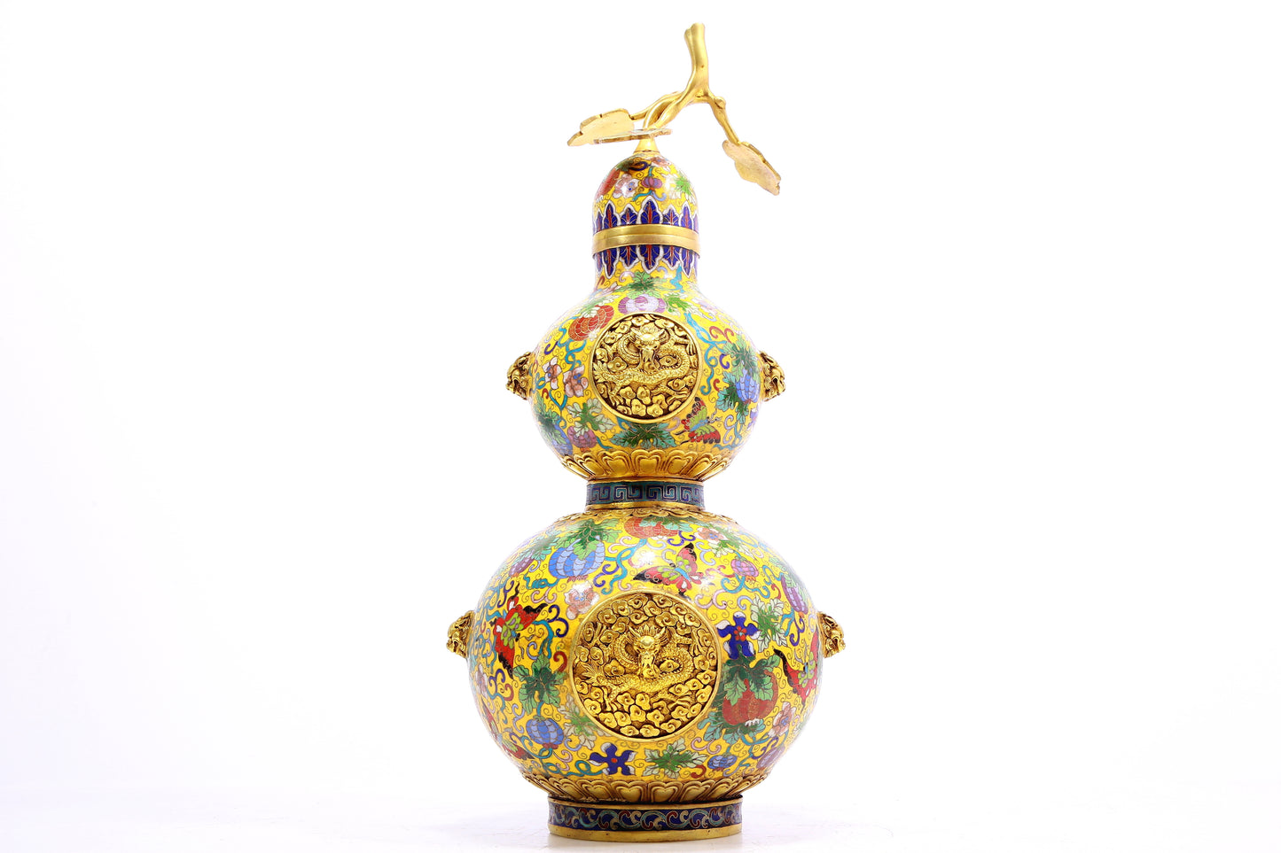 A Fabulous Cloisonne 'Dragon' Gourd-Form Vase